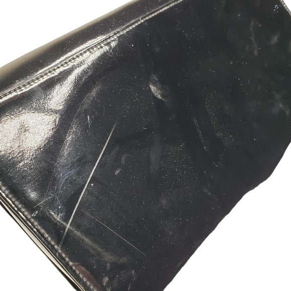 Ande | Vintage Black Patent Leather Glam Chic Evening Crossbody Bag Women's - Picture 15 of 16